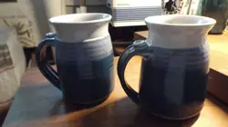 PAIR VINTAGE BOB HASKINS STUDIO POTTERY MUGS EXCELLENT
