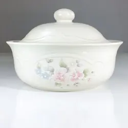 VINTAGE PFALTZGRAFF TEA ROSE ROUND COVERED CASSEROLE W/LID 2 QUART STONEWARE 10