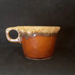 VINTAGE HULL POTTERY BROWN STONEWARE COFFEE TEA CUP MUG USA MADE