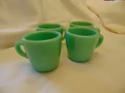 VINTAGE FIRE KING JADEITE JADITE GREEN C HANDLE COFFEE CUPS MUGS