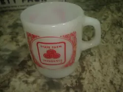 VINTAGE ANCHOR HOCKING FIRE KING ADVERTISING COFFEE MUG STATE FARM INSURANCE