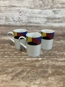 VINTAGE MIKASA CALIFORNIA CURRENTS #M5101 CAPPUCCINO/COFFEE MUGS SET OF 3