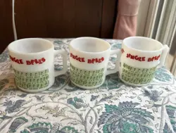VINTAGE HAZEL ATLAS EGG NOG CUPS MUGS JINGLE BELLS CHRISTMAS SET OF 3