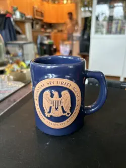 VINTAGE FRANKOMA POTTERY MUG NATIONAL SECURITY AGENT USA