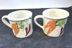 VINTAGE SET 2 HARTSTONE POTTERY FARMERS MARKET MUGS VEGETABLES CARROTS ASPARAGUS