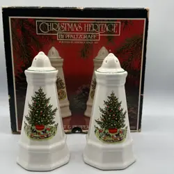 PFALTZGRAFF CHRISTMAS HERITAGE SALT & PEPPER SHAKERS CHRISTMAS TREE VINTAGE