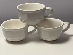 SET OF 3 PFALTZGRAFF HERITAGE WHITE FLAT COFFEE MUGS TEA/ SM SOUP CUPS VINTAGE