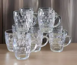 VINTAGE THUMBPRINT DIMPLE 16 OZ MUG HEAVY GLASS BEER BAR SET OF 11