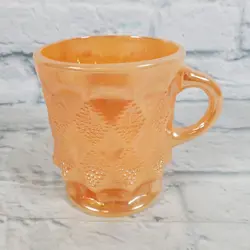 VINTAGE ANCHOR HOCKING FIRE KING PEACH LUSTER KIMBERLY DIAMOND COFFEE CUP