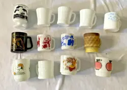 VINTAGE MILK GLASS FIRE KING ANCHOR HOCKING SNOOPY ZODIAC CLOWN COWBOY SEA WORLD