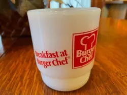 VINTAGE ANCHOR HOCKING BURGER CHEF RESTAURANT COFFEE CUP MUG “GOOD FEELING”