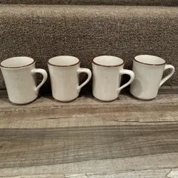 SET OF 4 VINTAGE SYRACUSE CHINA BROWN SPECKLED COFFEE MUGS CUPS RESTAURANT WARE