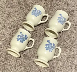 VINTAGE PFALTZGRAFF YORKTOWNE STONEWARE FOOTED PEDESTAL MUGS SET OF 4