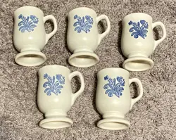 VINTAGE PFALTZGRAFF YORKTOWNE STONEWARE FOOTED PEDESTAL MUGS SET OF 5