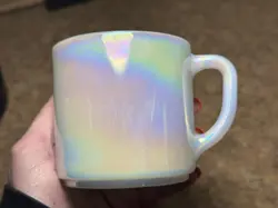 VINTAGE FEDERAL GLASS COFFEE MUG IRIDESCENT MOONGLOW PEARL MILK GLASS OPALESCENT