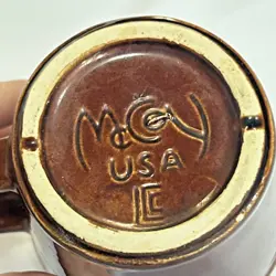 MCCOY BROWN DRIP GLAZE COFFEE MUG CUP D HANDLE POTTERY USA VINTAGE