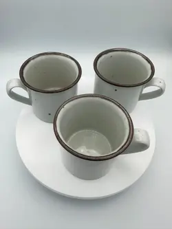 VINTAGE 1970'S DANSK NIELS REFSGAARD DENMARK BROWN MIST COFFEE TEA MUG SET OF 3