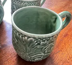 BORDELLO PINHEIRO GREEN LEAF IVY VINE MUGS SET OF 4 VINTAGE