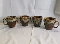 CANONSBURG BROWN DRIP GLAZE VINTAGE COFFEE/TEA MUG USA POTTERY SET OF 4