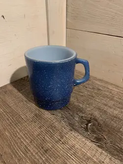 VINTAGE FIRE KING ANCHOR HOCKING BLUE SPECKLED COFFEE MUG CUP RARE