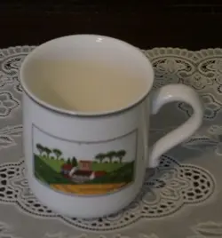 VINTAGE VILLEROY & BOCH DESIGN NAIF FOLK ART PATTERN MUG CUP (C), LUXEMBOURG