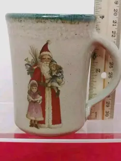 MONROE SALT WORKS POTTERY SANTA COFFEE MUG 🎅 CHRISTMAS MAINE VINTAGE EXCELLENT 