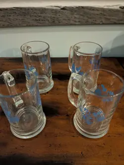 VINTAGE SET OF 4 PFALTZGRAFF CLEAR YORKTOWNE BEER MUGS