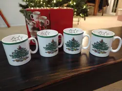VINTAGE SPODE CHRISTMAS TREE MUG SET