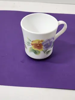 VINTAGE CORELLE SUMMER BLUSH PANSY COFFEE MUG TEA CUP 