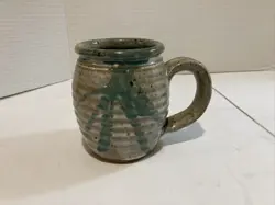 VINTAGE GEOMETRIC 1970’S SIGNED POTTERY  MULTICOLOR LARGE COFFEE MUG