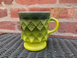 VINTAGE 1960S ANCHOR HOCKING GREEN KIMBERLY COFFEE MUG TEXTURED
