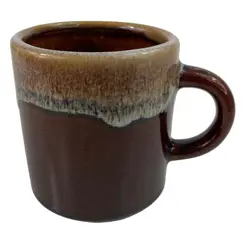 VINTAGE BROWN DRIP GLAZE ART POTTERY COFFEE MUG CUP