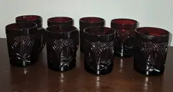 VINTAGE CRISTAL D'ARQUES DURAND ROYAL RUBY RED COFFEE CUPS MUGS FRANCE SET OF 8