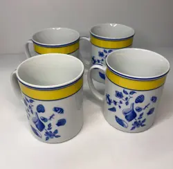 LYNN CHASE DESIGNS COSTA AZZURRA MUGS (SET OF 4) VINTAGE 1988