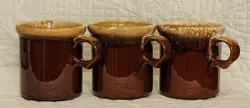VINTAGE MCCOY 1412 BROWN DRIP GLAZE STONEWARE COFFEE CUPS-SET OF 3-BEAUTIFUL!