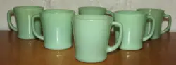 SIX VINTAGE FIRE KING JADEITE D HANDLE MUGS