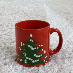 VINTAGE WAECHTERSBACH GERMANY MUG CHRISTMAS TREE RED GREEN HOLIDAY