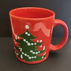 VINTAGE WAECHTERSBACH W. GERMANY RED CHRISTMAS TREE COFFEE MUG, PRE-OWNED 
