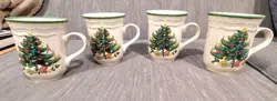 4 VINTAGE MIKASA FESTIVE SEASON MUGS CHRISTMAS TREE COFFEE CUP 