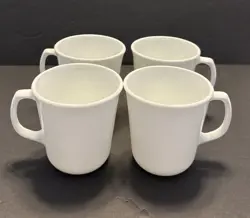 CORNING WINTER FROST WHITE D HANDLE COFFEE CUPS TEA MUGS VINTAGE SET OF 4