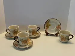 VTG FRANCISCAN OCTOBER AUTUMN LEAVES FALL (4 )TEA COFFEE CUPS (4) SAUCERS USA