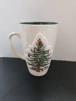 VTG SPODE CHRISTMAS TREE TALL LATTE COFFEE MUG RARE 