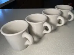 4 VINTAGE HOMER LAUGHLIN HLC HEAVY RESTAURANT WARE COFFEE DINER MUGS CUPS USA