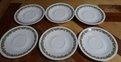 VINTAGE PYREX GLASS COFFEE TEA CUP MUG GREEN CRAZY DAISY FLOWERS 12 PIECES