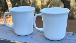 2 VINTAGE CORNING USA WINTER FROST WHITE COFFEE/TEA CUPS/MUGS D HANDLE