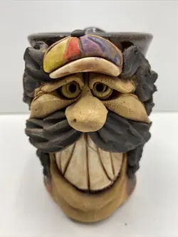 VINTAGE STUDIO ART POTTERY  ￼3D SMILEY FACE MUG - SIGNED BY ARTIST￼