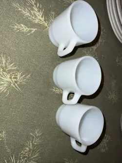 VTG ANCHOR HOCKING WHITE MILK GLASS STACKABLE MUGS SET OF 3