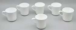 SET OF 6 VINTAGE CORELLE ENHANCEMENTS CORNING WHITE SWIRL MUG COFFEE TEA CUPS