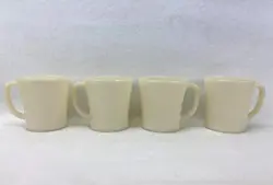 4 VINTAGE FIRE KING IVORY OFF WHITE COFFEE MUG CUP D-HANDLE OVEN WARE (B)