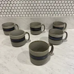 6PC VINTAGE OTAGIRI HORIZON COFFEE TEA CUP MUGS 8OZ STONEWARE HAND CRAFTED JAPAN